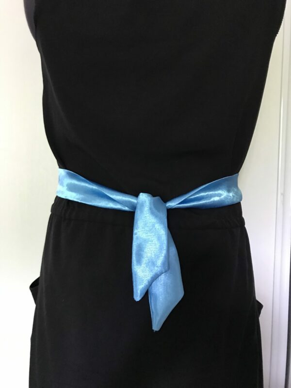 Lavallière, long Foulard fin BLEU SATIN – Image 6